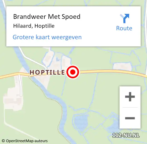 Locatie op kaart van de 112 melding: Brandweer Met Spoed Naar Hilaard, Hoptille op 13 maart 2021 15:05