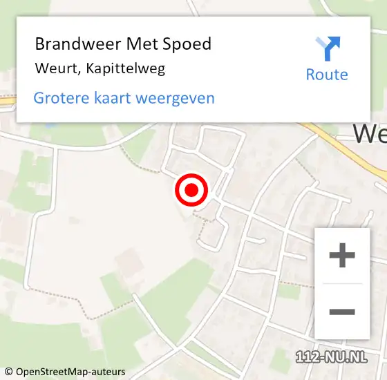 Locatie op kaart van de 112 melding: Brandweer Met Spoed Naar Weurt, Kapittelweg op 13 maart 2021 15:10