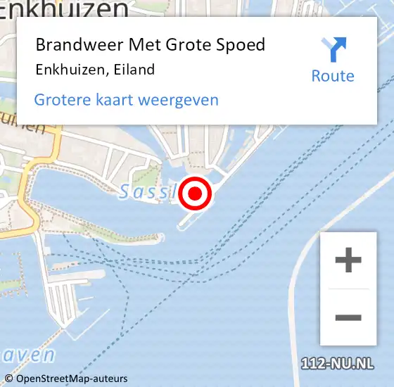 Locatie op kaart van de 112 melding: Brandweer Met Grote Spoed Naar Enkhuizen, Eiland op 13 maart 2021 15:23