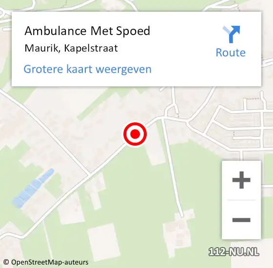 Locatie op kaart van de 112 melding: Ambulance Met Spoed Naar Maurik, Kapelstraat op 13 maart 2021 15:35