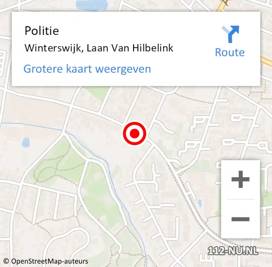 Locatie op kaart van de 112 melding: Politie Winterswijk, Laan van Hilbelink op 13 maart 2021 15:41