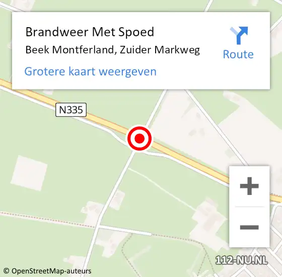 Locatie op kaart van de 112 melding: Brandweer Met Spoed Naar Beek Montferland, Zuider Markweg op 13 maart 2021 16:02