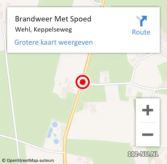 Locatie op kaart van de 112 melding: Brandweer Met Spoed Naar Wehl, Keppelseweg op 13 maart 2021 16:15