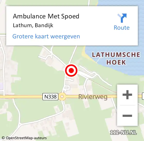 Locatie op kaart van de 112 melding: Ambulance Met Spoed Naar Lathum, Bandijk op 13 maart 2021 16:25