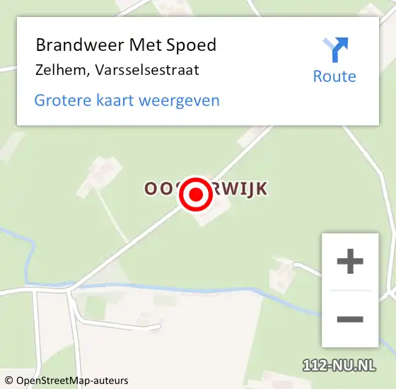 Locatie op kaart van de 112 melding: Brandweer Met Spoed Naar Zelhem, Varsselsestraat op 13 maart 2021 16:28