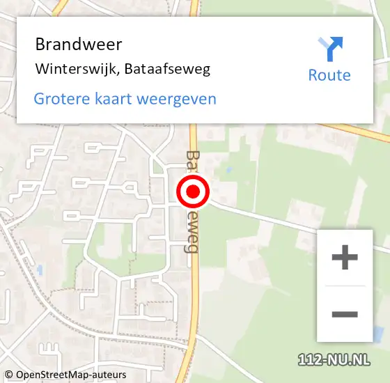 Locatie op kaart van de 112 melding: Brandweer Winterswijk, Bataafseweg op 13 maart 2021 16:43