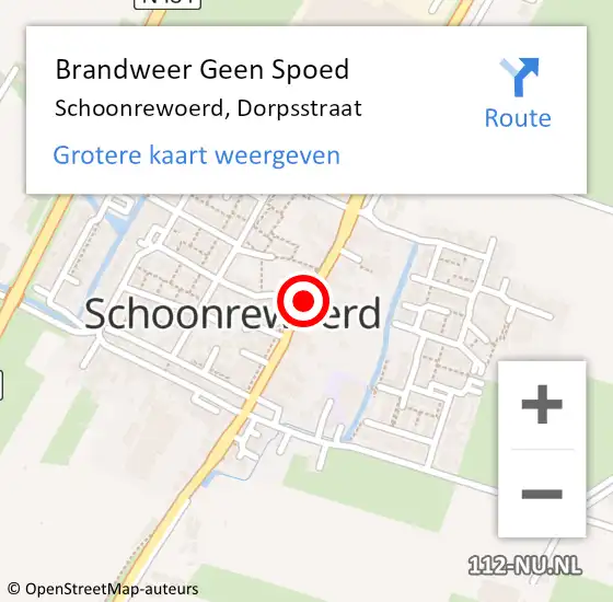 Locatie op kaart van de 112 melding: Brandweer Geen Spoed Naar Schoonrewoerd, Dorpsstraat op 13 maart 2021 16:57