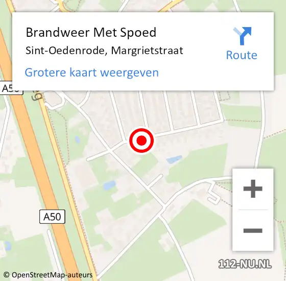Locatie op kaart van de 112 melding: Brandweer Met Spoed Naar Sint-Oedenrode, Margrietstraat op 13 maart 2021 17:00
