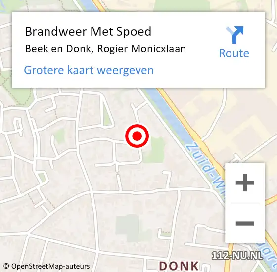 Locatie op kaart van de 112 melding: Brandweer Met Spoed Naar Beek en Donk, Rogier Monicxlaan op 13 maart 2021 17:05