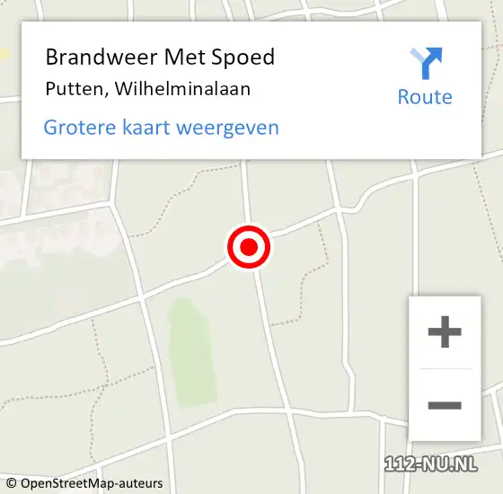 Locatie op kaart van de 112 melding: Brandweer Met Spoed Naar Putten, Wilhelminalaan op 13 maart 2021 17:20