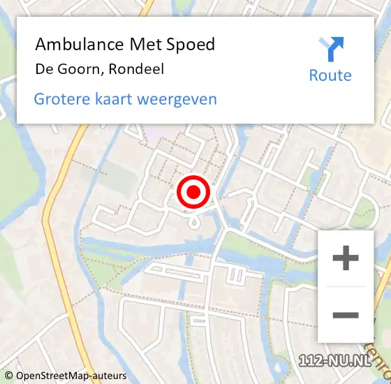 Locatie op kaart van de 112 melding: Ambulance Met Spoed Naar De Goorn, Rondeel op 13 maart 2021 17:47