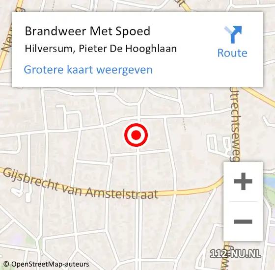 Locatie op kaart van de 112 melding: Brandweer Met Spoed Naar Hilversum, Pieter De Hooghlaan op 13 maart 2021 17:52