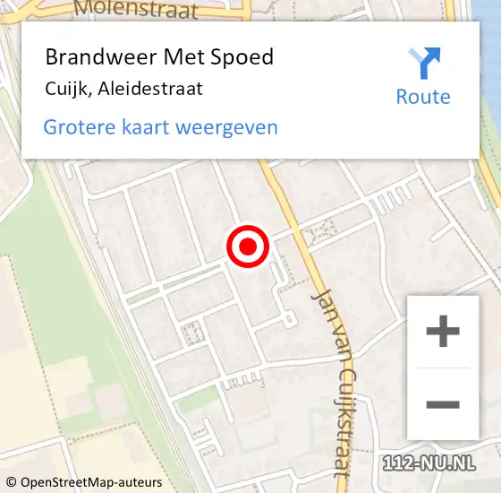 Locatie op kaart van de 112 melding: Brandweer Met Spoed Naar Cuijk, Aleidestraat op 13 maart 2021 18:52