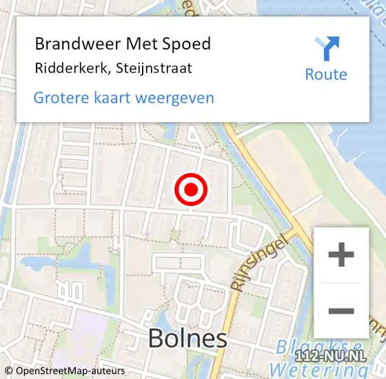 Locatie op kaart van de 112 melding: Brandweer Met Spoed Naar Ridderkerk, Steijnstraat op 13 maart 2021 19:47