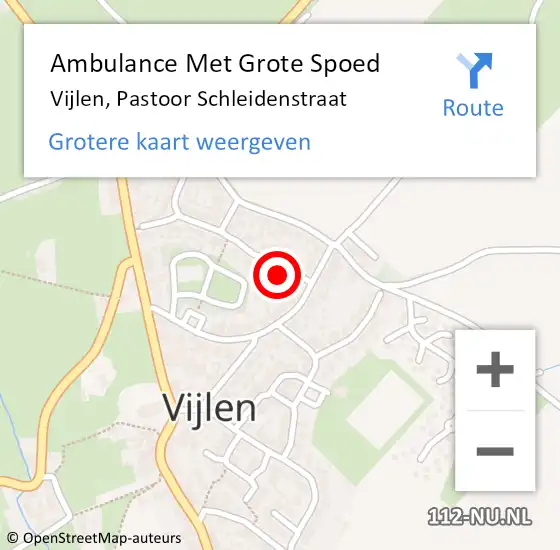 Locatie op kaart van de 112 melding: Ambulance Met Grote Spoed Naar Vijlen, Pastoor Schleidenstraat op 4 juni 2014 18:46