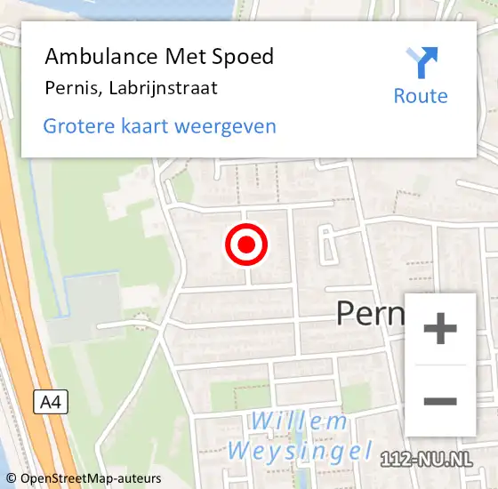 Locatie op kaart van de 112 melding: Ambulance Met Spoed Naar Pernis, Labrijnstraat op 13 maart 2021 21:49