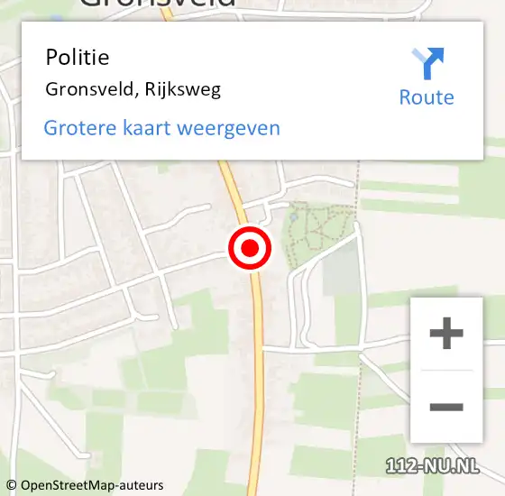 Locatie op kaart van de 112 melding: Politie Gronsveld, Rijksweg op 13 maart 2021 22:08