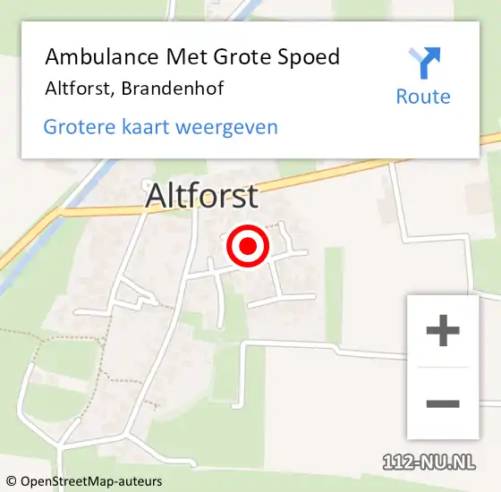 Locatie op kaart van de 112 melding: Ambulance Met Grote Spoed Naar Altforst, Brandenhof op 13 maart 2021 22:25