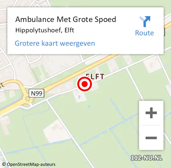 Locatie op kaart van de 112 melding: Ambulance Met Grote Spoed Naar Hippolytushoef, Elft op 13 maart 2021 23:00