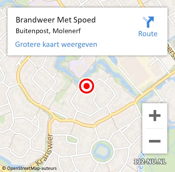 Locatie op kaart van de 112 melding: Brandweer Met Spoed Naar Buitenpost, Molenerf op 14 maart 2021 01:22