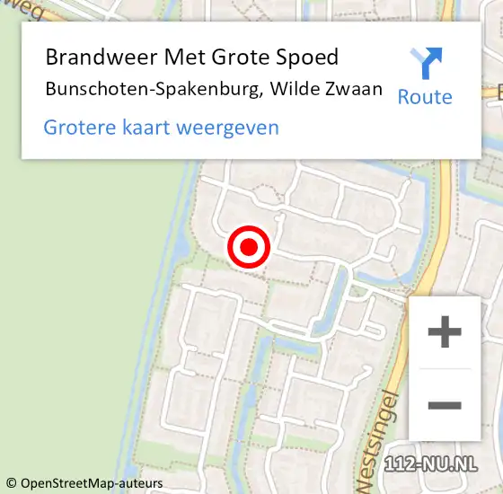 Locatie op kaart van de 112 melding: Brandweer Met Grote Spoed Naar Bunschoten-Spakenburg, Wilde Zwaan op 14 maart 2021 02:08