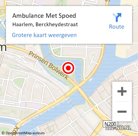 Locatie op kaart van de 112 melding: Ambulance Met Spoed Naar Haarlem, Berckheydestraat op 14 maart 2021 04:12