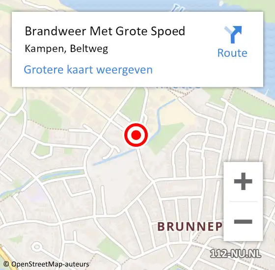 Locatie op kaart van de 112 melding: Brandweer Met Grote Spoed Naar Kampen, Beltweg op 14 maart 2021 04:27