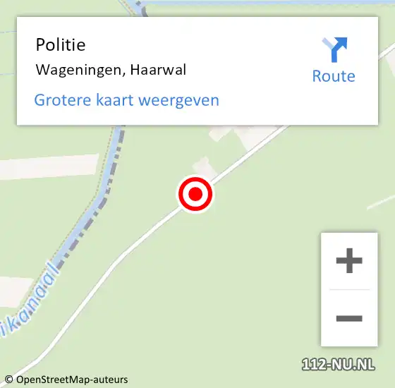 Locatie op kaart van de 112 melding: Politie Wageningen, Haarwal op 14 maart 2021 10:12