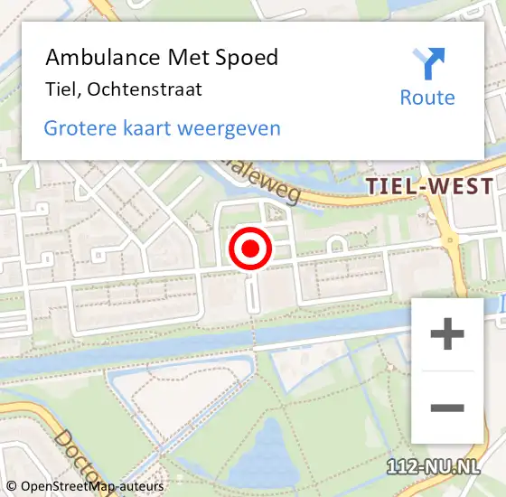 Locatie op kaart van de 112 melding: Ambulance Met Spoed Naar Tiel, Ochtenstraat op 14 maart 2021 10:30