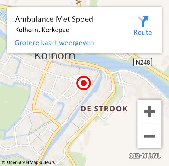 Locatie op kaart van de 112 melding: Ambulance Met Spoed Naar Kolhorn, Kerkepad op 14 maart 2021 11:06