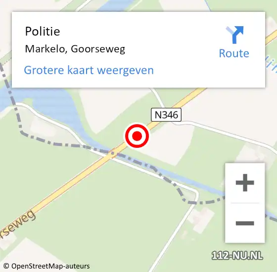 Locatie op kaart van de 112 melding: Politie Markelo, Goorseweg op 14 maart 2021 11:19