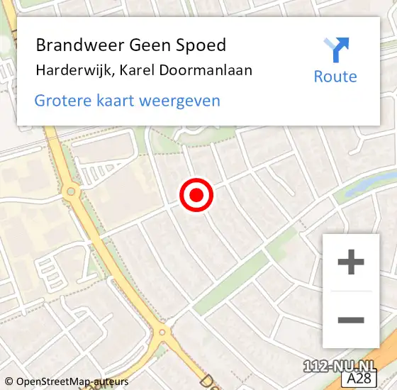 Locatie op kaart van de 112 melding: Brandweer Geen Spoed Naar Harderwijk, Karel Doormanlaan op 14 maart 2021 13:09