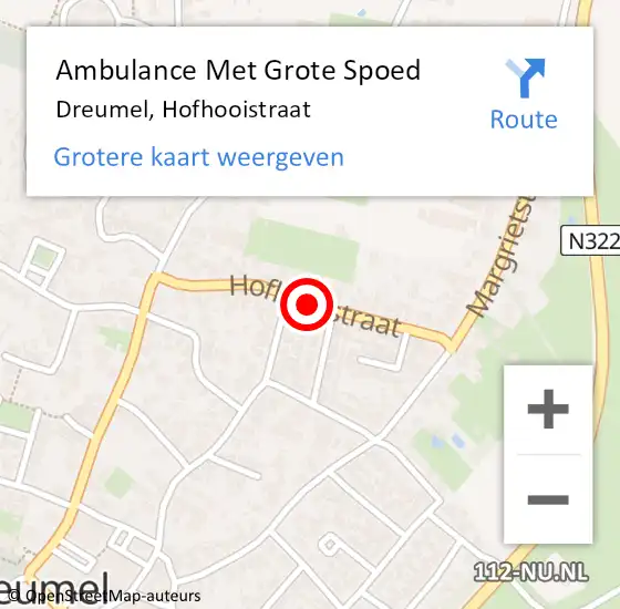 Locatie op kaart van de 112 melding: Ambulance Met Grote Spoed Naar Dreumel, Hofhooistraat op 14 maart 2021 13:14