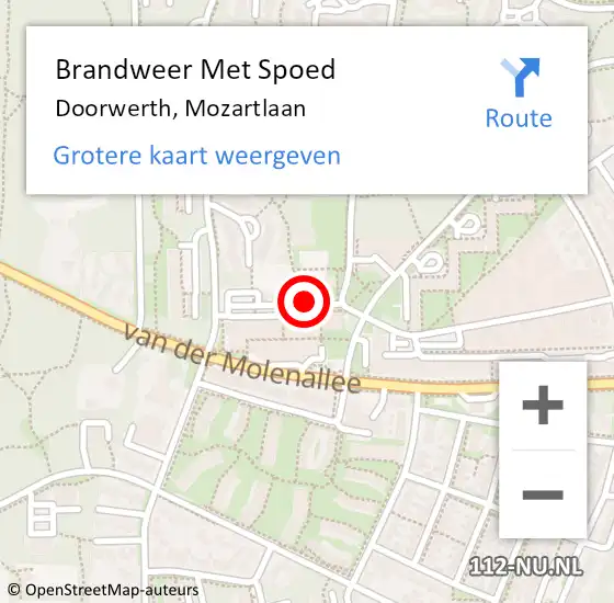 Locatie op kaart van de 112 melding: Brandweer Met Spoed Naar Doorwerth, Mozartlaan op 14 maart 2021 13:18