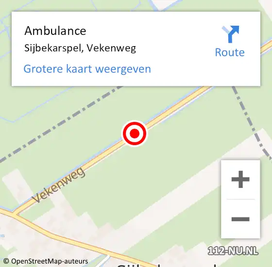 Locatie op kaart van de 112 melding: Ambulance Sijbekarspel, Vekenweg op 14 maart 2021 13:53