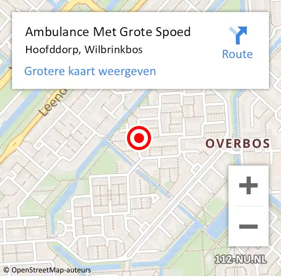 Locatie op kaart van de 112 melding: Ambulance Met Grote Spoed Naar Hoofddorp, Wilbrinkbos op 14 maart 2021 14:01