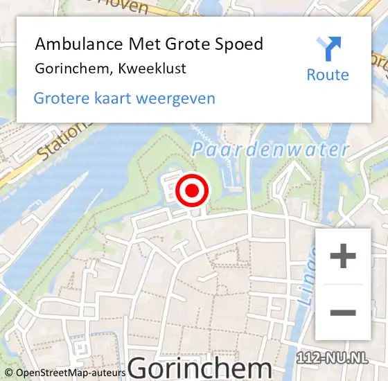 Locatie op kaart van de 112 melding: Ambulance Met Grote Spoed Naar Gorinchem, Kweeklust op 14 maart 2021 14:15