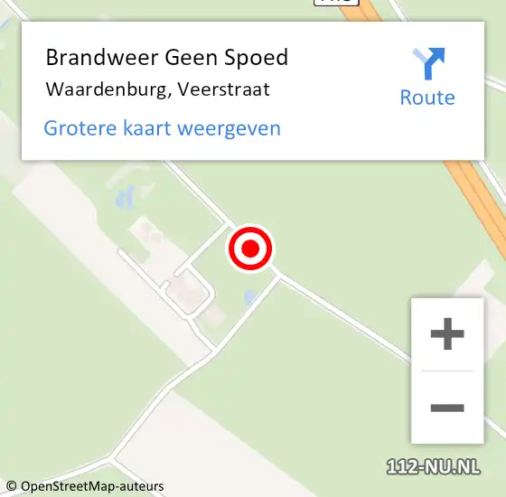 Locatie op kaart van de 112 melding: Brandweer Geen Spoed Naar Waardenburg, Veerstraat op 14 maart 2021 14:29