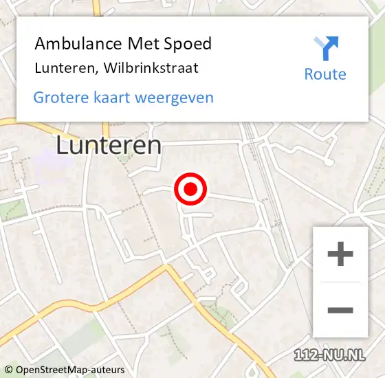 Locatie op kaart van de 112 melding: Ambulance Met Spoed Naar Lunteren, Wilbrinkstraat op 14 maart 2021 15:33