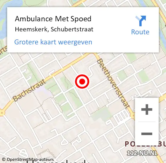 Locatie op kaart van de 112 melding: Ambulance Met Spoed Naar Heemskerk, Schubertstraat op 14 maart 2021 15:34
