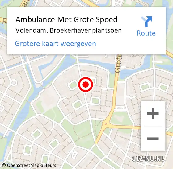 Locatie op kaart van de 112 melding: Ambulance Met Grote Spoed Naar Volendam, Broekerhavenplantsoen op 14 maart 2021 15:52