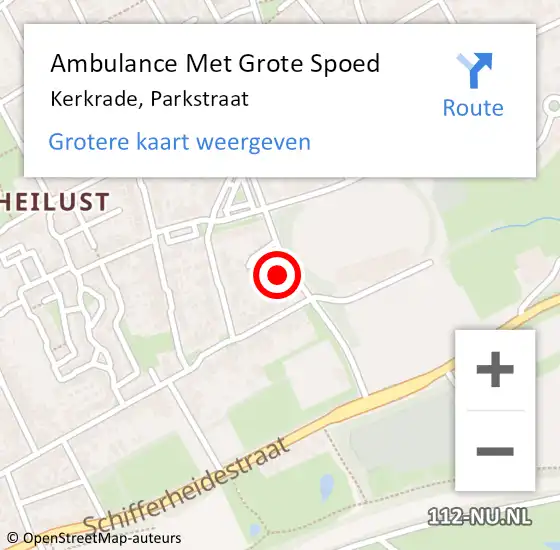 Locatie op kaart van de 112 melding: Ambulance Met Grote Spoed Naar Kerkrade, Parkstraat op 4 oktober 2013 04:42