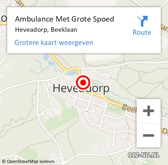 Locatie op kaart van de 112 melding: Ambulance Met Grote Spoed Naar Heveadorp, Beeklaan op 4 oktober 2013 04:43