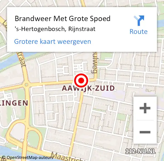 Locatie op kaart van de 112 melding: Brandweer Met Grote Spoed Naar 's-Hertogenbosch, Rijnstraat op 14 maart 2021 18:57