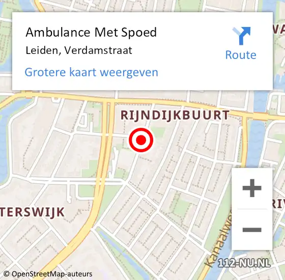 Locatie op kaart van de 112 melding: Ambulance Met Spoed Naar Leiden, Verdamstraat op 14 maart 2021 19:55