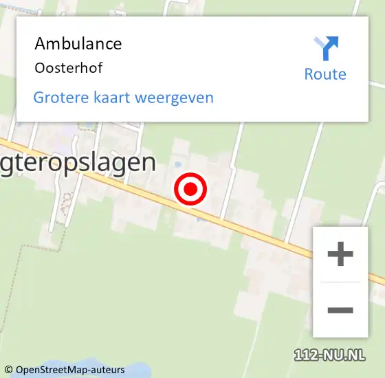 Locatie op kaart van de 112 melding: Ambulance Oosterhof op 14 maart 2021 21:48