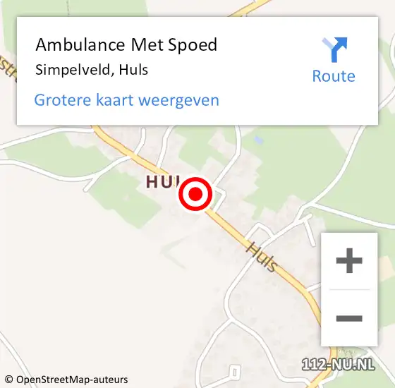 Locatie op kaart van de 112 melding: Ambulance Met Spoed Naar Simpelveld, Huls op 4 juni 2014 21:02