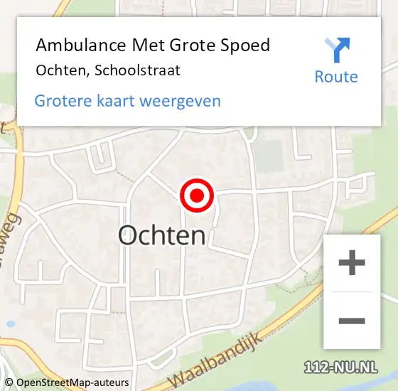 Locatie op kaart van de 112 melding: Ambulance Met Grote Spoed Naar Ochten, Schoolstraat op 14 maart 2021 23:04