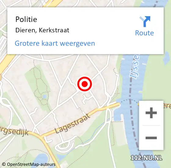 Locatie op kaart van de 112 melding: Politie Dieren, Kerkstraat op 15 maart 2021 06:45