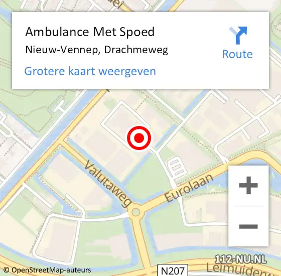 Locatie op kaart van de 112 melding: Ambulance Met Spoed Naar Nieuw-Vennep, Drachmeweg op 15 maart 2021 08:35